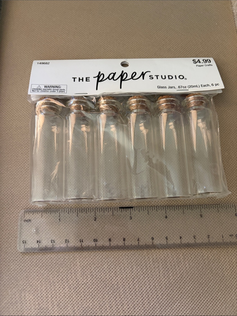 The Paper Studio Clear Glass Vial Jars with Cork Stoppers - Set of 6